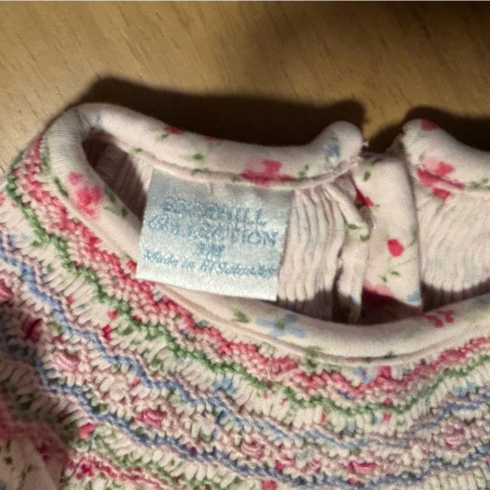 Smocked Floral Dress in Pink, Blue, Green - Picture 4 of 4